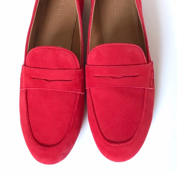J. Crew Shoes - JCrew Persimmon Red Suede Loafers 6